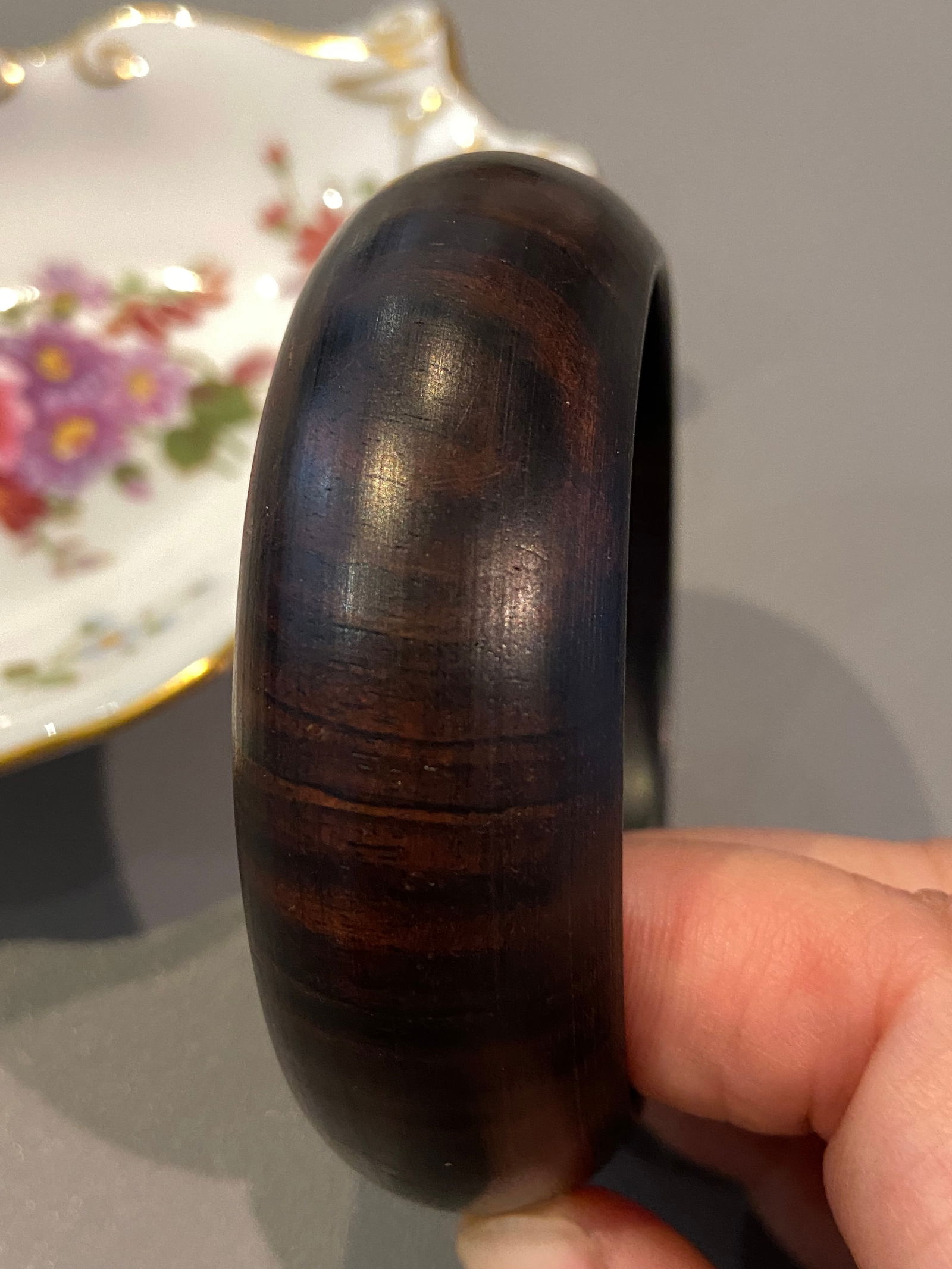 Natural Indian Cowhair Grain small leaf rosewood Bracelet 61mm inner - 2