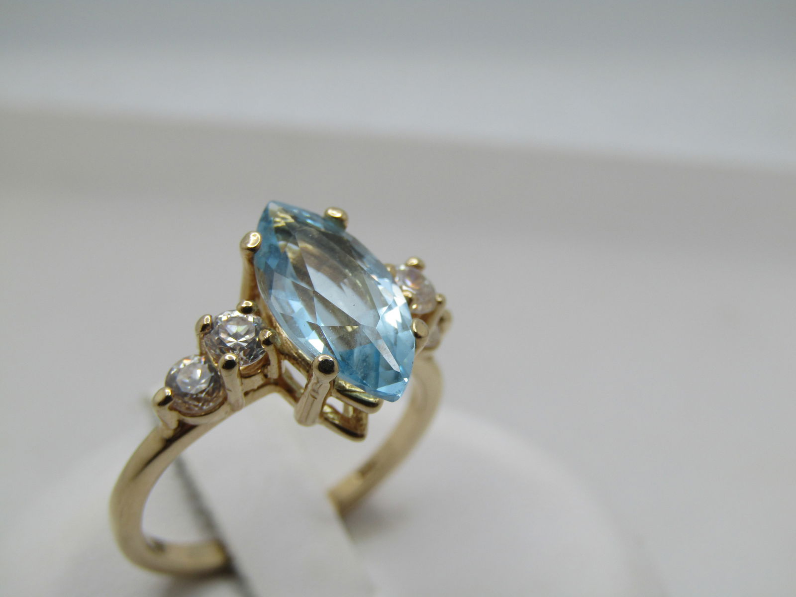 14kt Marquise Topaz CZ Ring, Sz. 6, Modern - 2