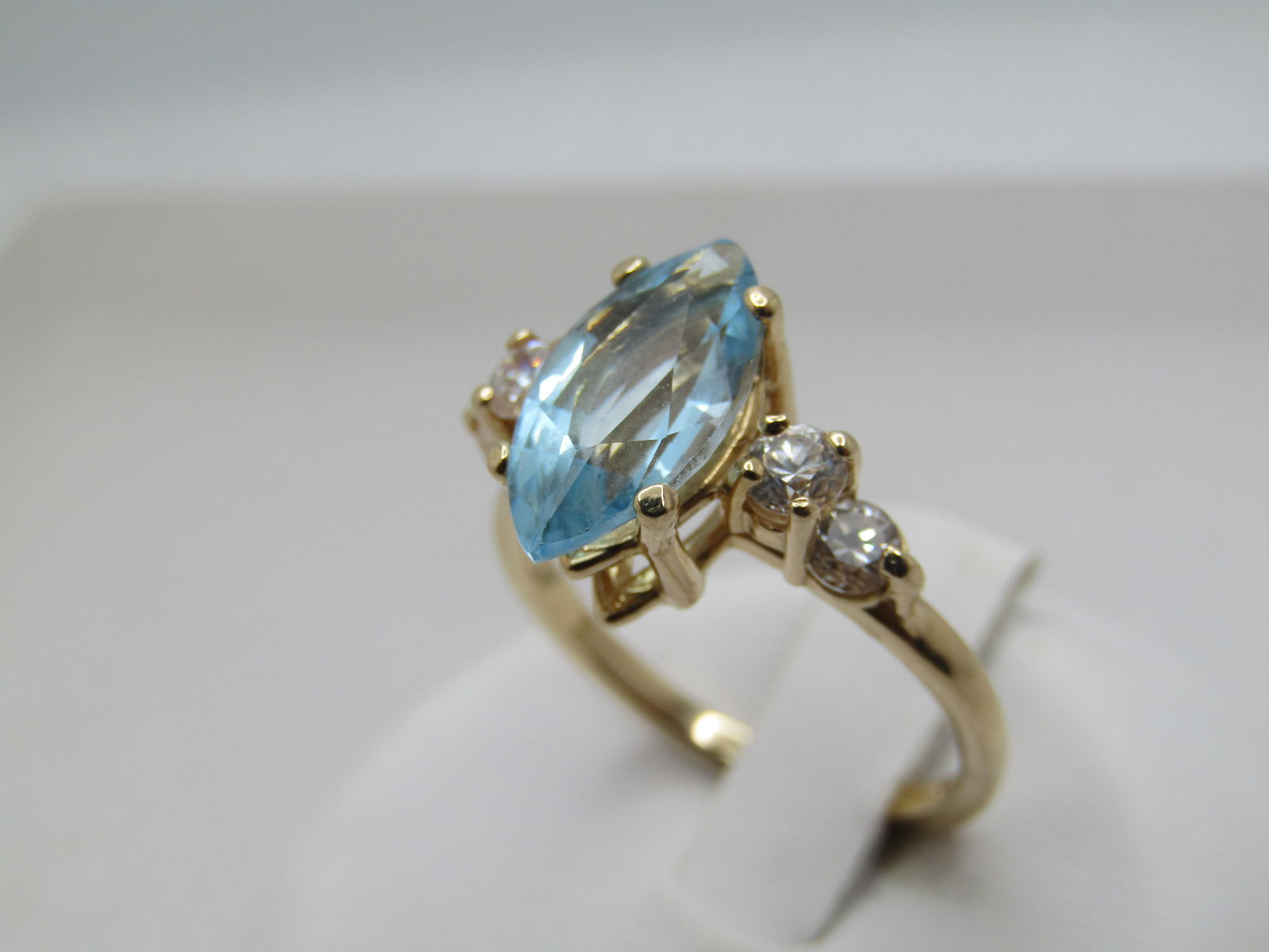 14kt Marquise Topaz CZ Ring, Sz. 6, Modern - 3