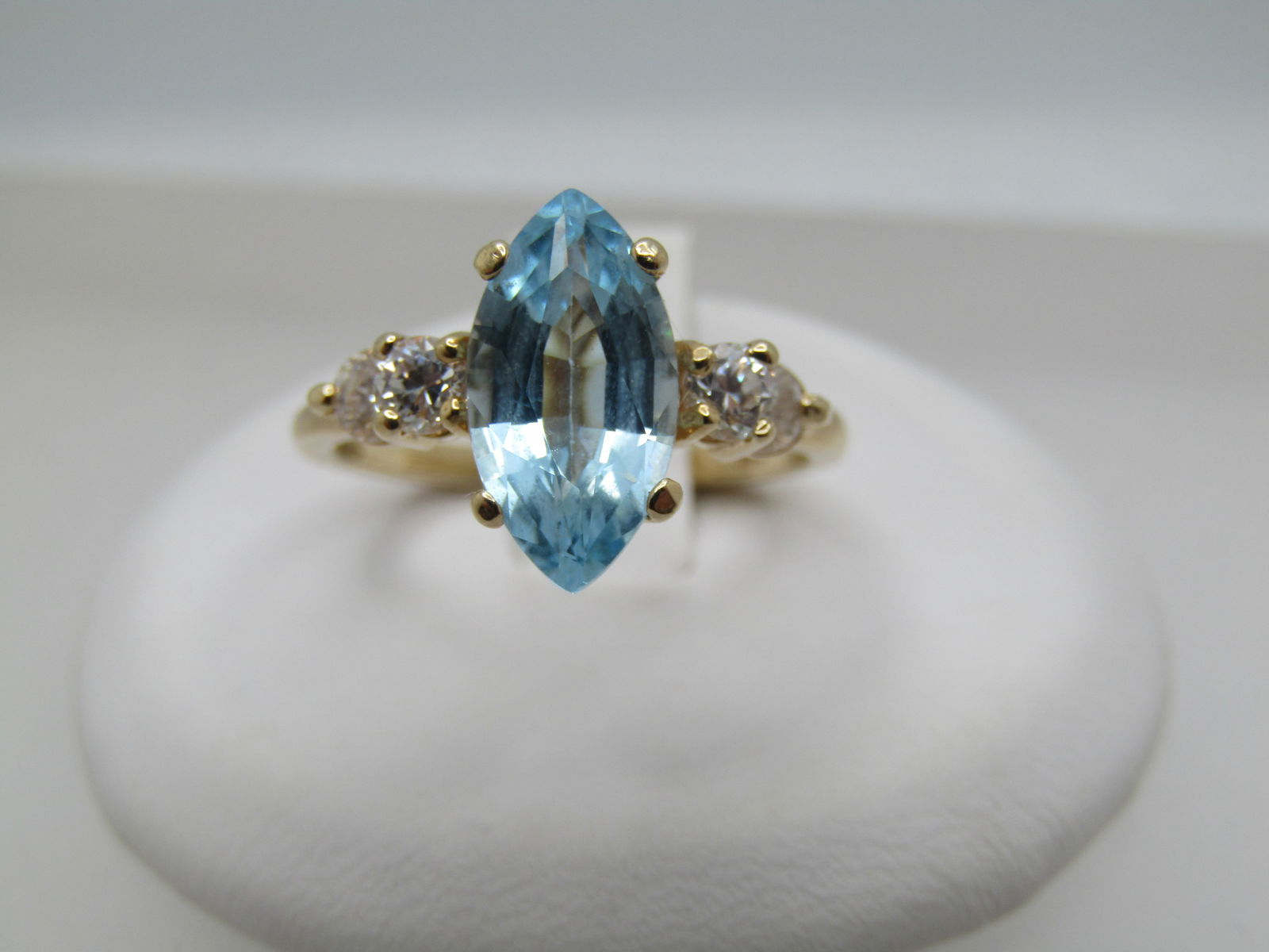 14kt Marquise Topaz CZ Ring, Sz. 6, Modern - 4