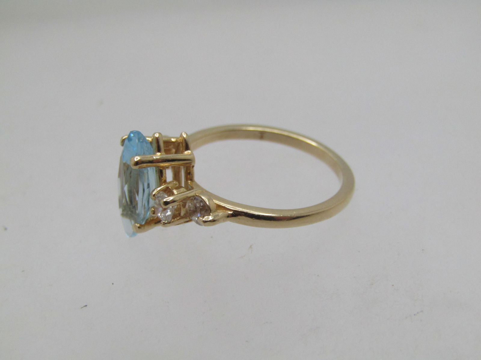 14kt Marquise Topaz CZ Ring, Sz. 6, Modern - 5