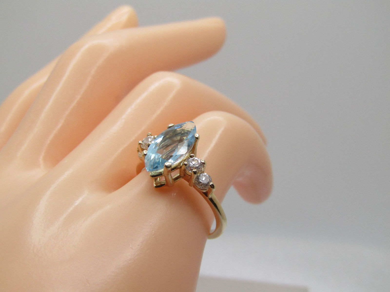 14kt Marquise Topaz CZ Ring, Sz. 6, Modern - 7