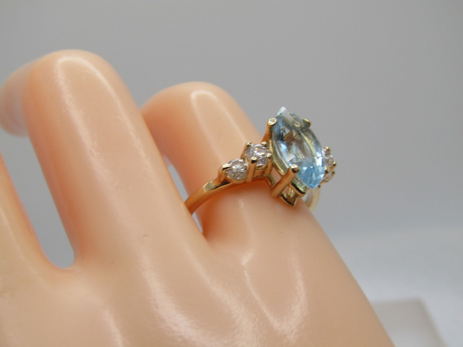 14kt Marquise Topaz CZ Ring, Sz. 6, Modern - 8