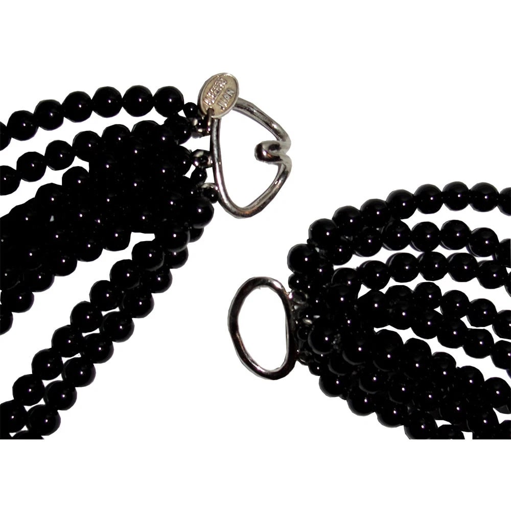 Vintage India Blue Glass & Brass Bead Necklace - 4