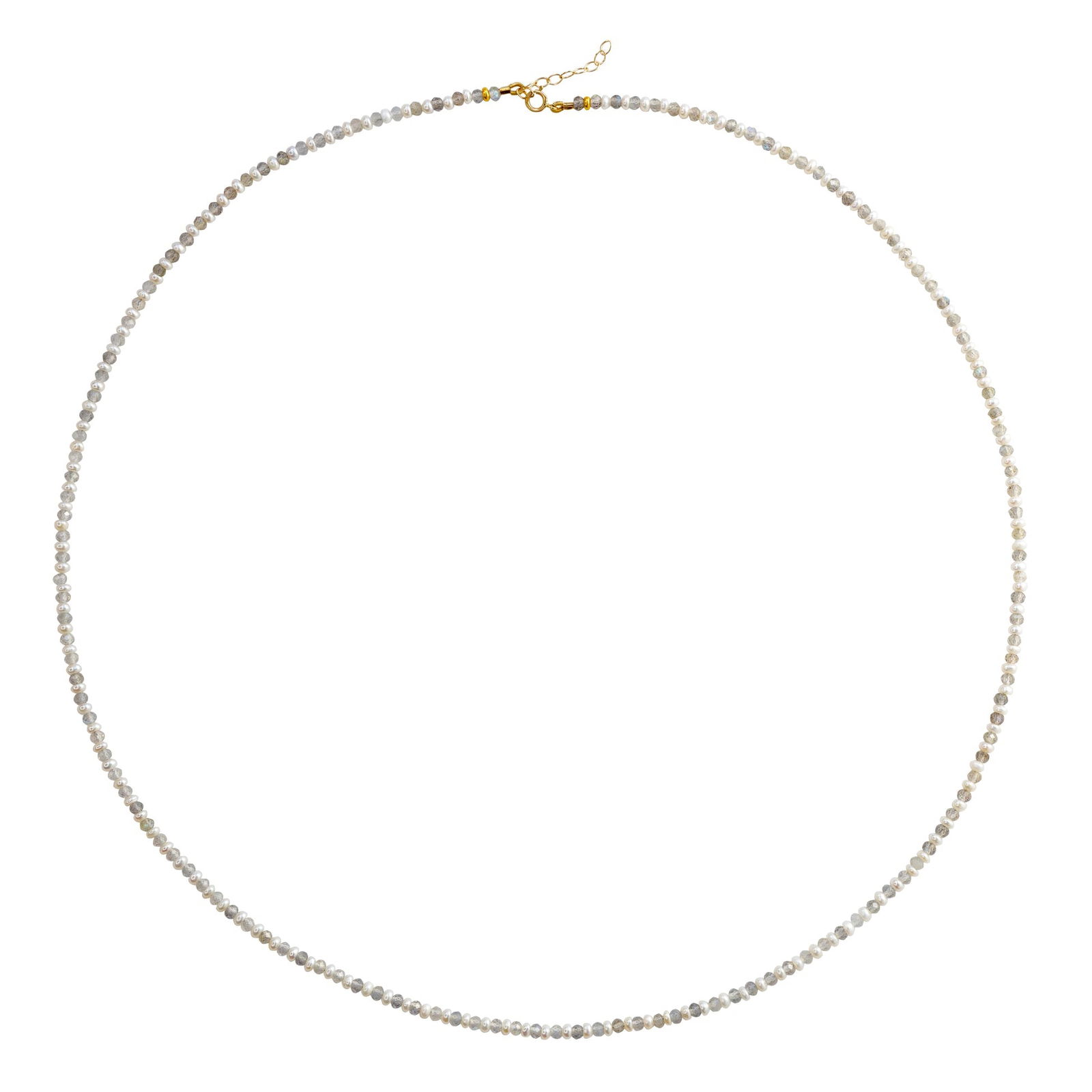 Lustra Tiny Pearl Labradorite Necklace 14K Gold: Title:Lustra Tiny Pearl Labradorite Necklace 14K Gold Description:A whisper of light and shadow — the Lustra Necklace captures the poetry of contrast. Tiny freshwater pearls glow with soft, moon