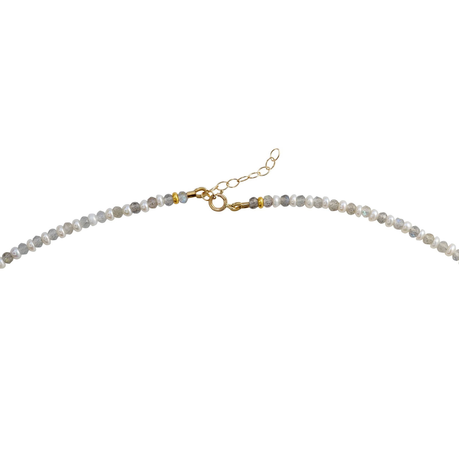 Lustra Tiny Pearl Labradorite Necklace 14K Gold - 2