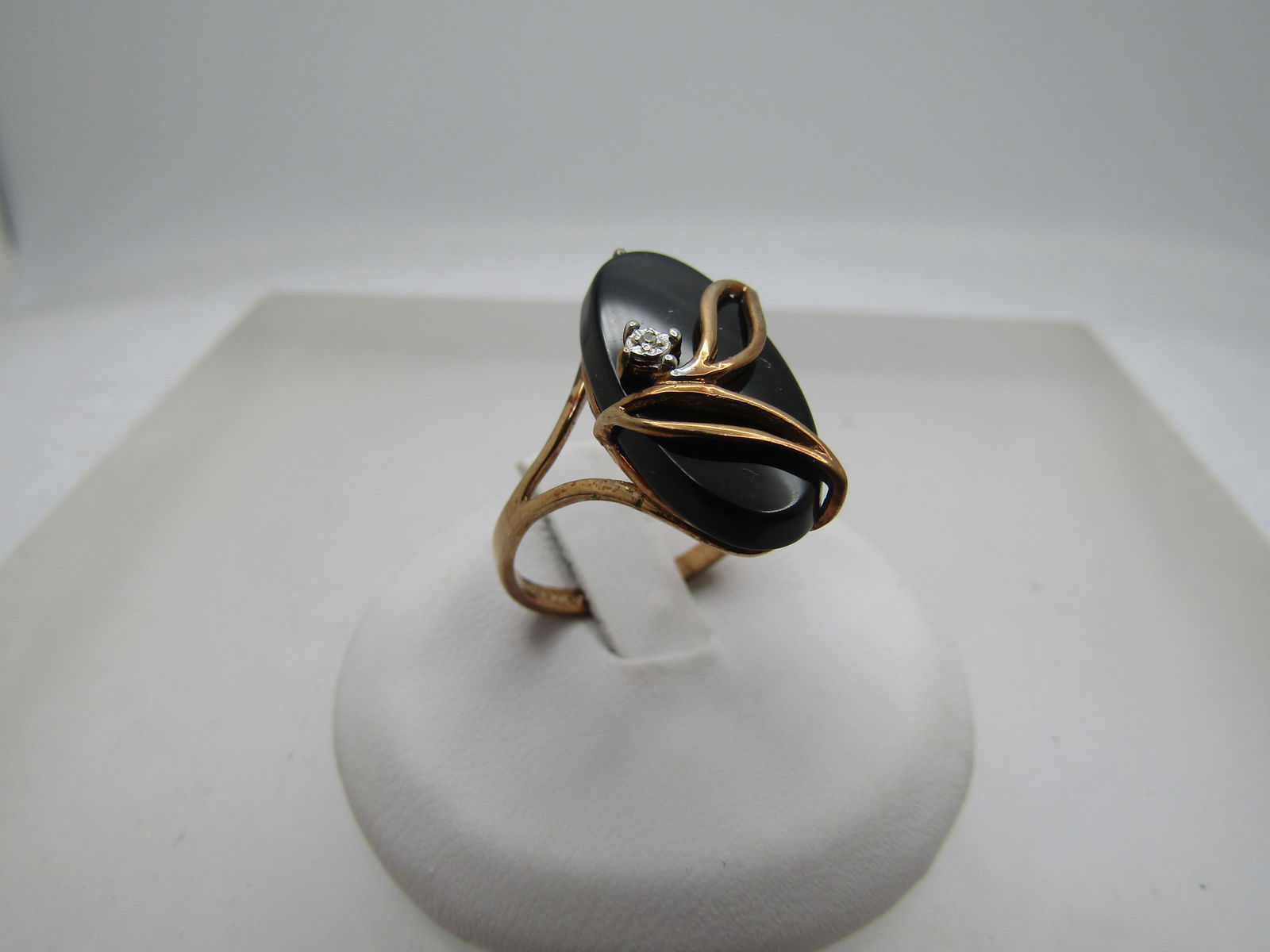 Vintage 10kt Onyx & Diamond Ring, Sz. 6.5, 1960's-1970's, Signed PSCo - 3