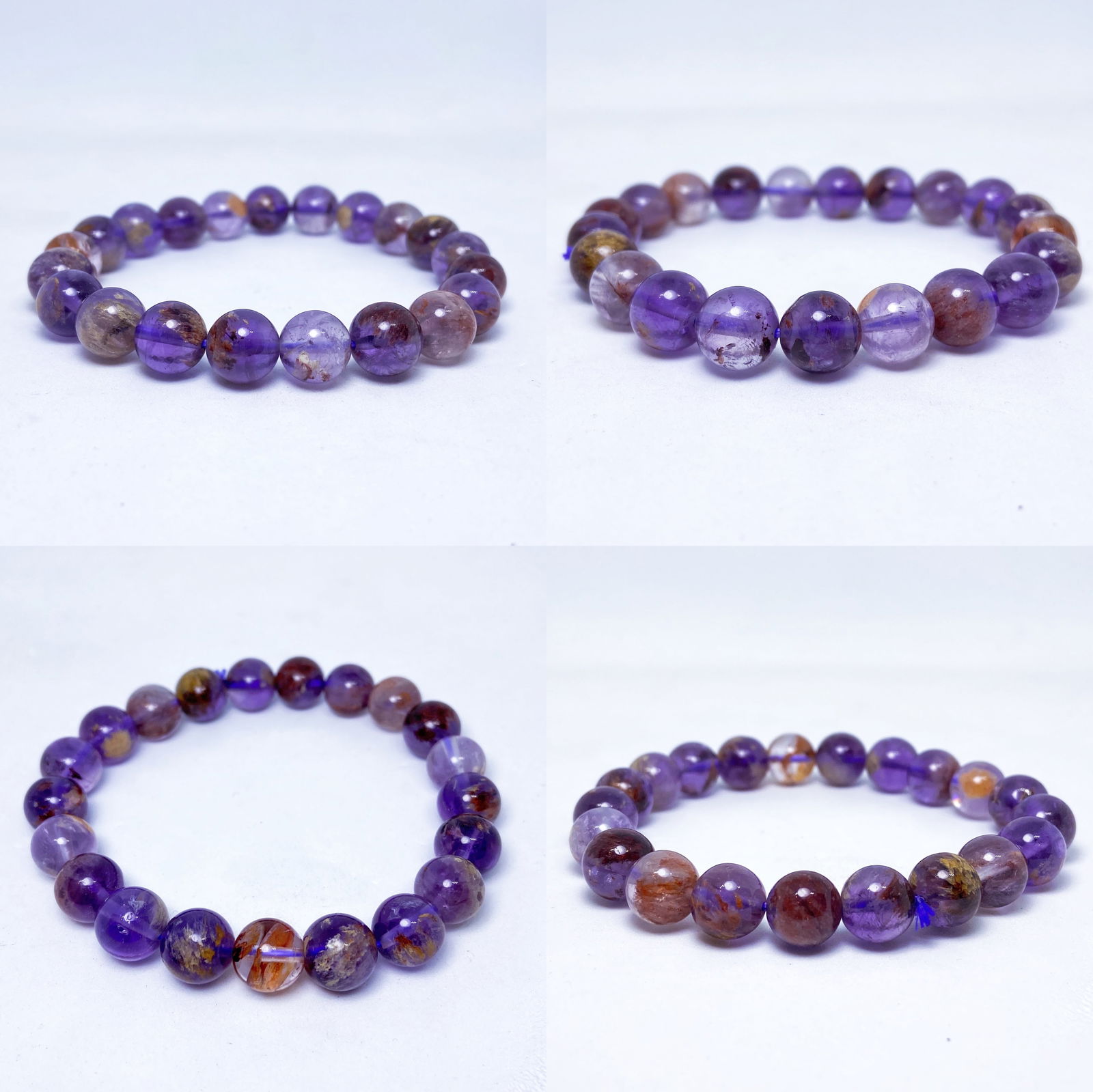 Super 7 Amethyst Cacoxenite Rutilated Crystal Bracelet - 3