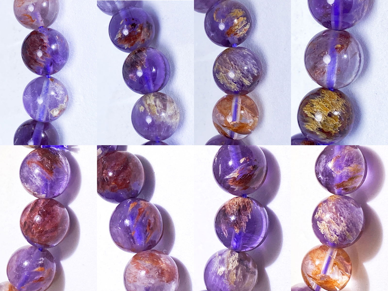 Super 7 Amethyst Cacoxenite Rutilated Crystal Bracelet - 4