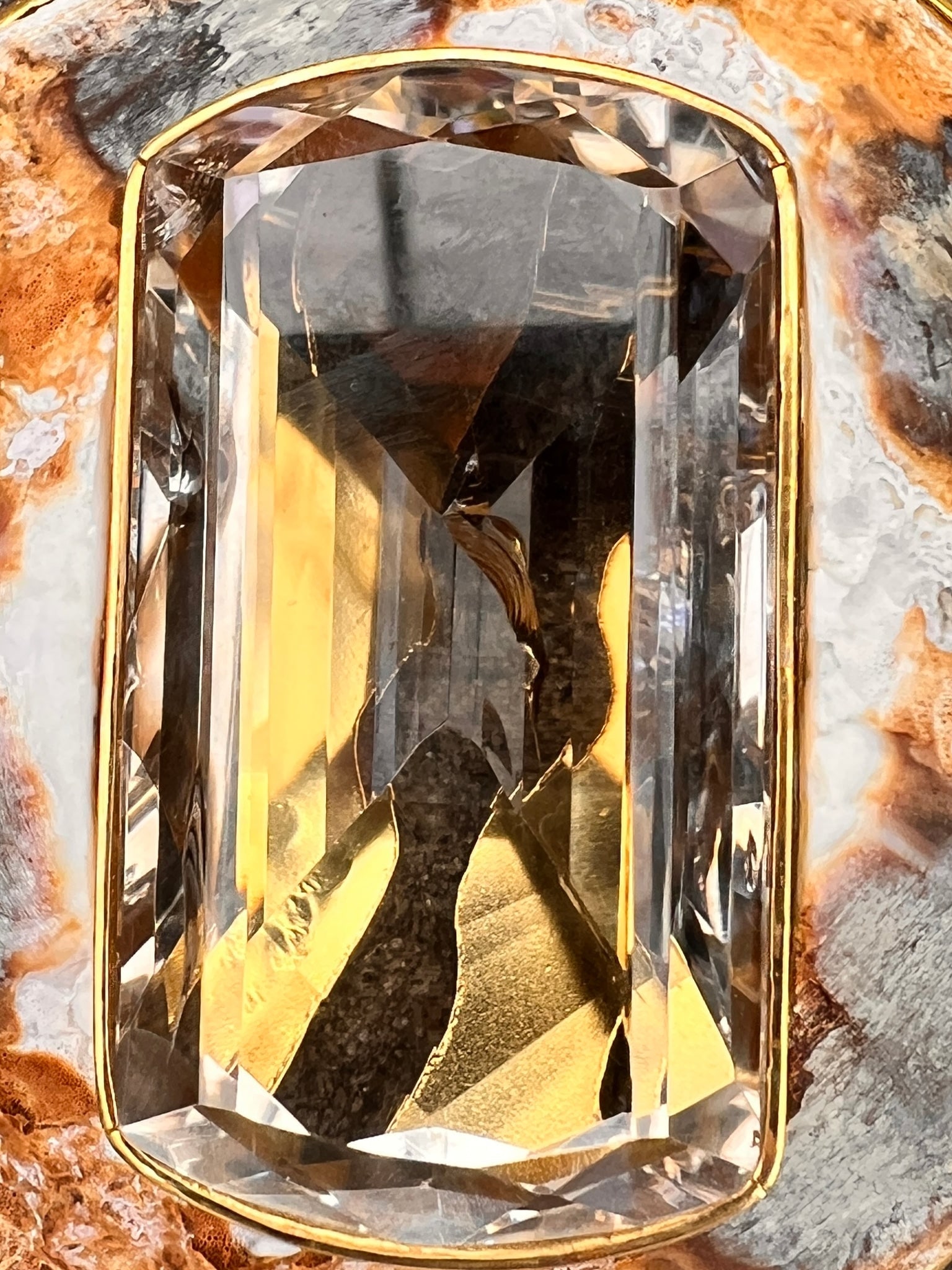 Large African Limpet Brooch with Smokey Quartz - 2