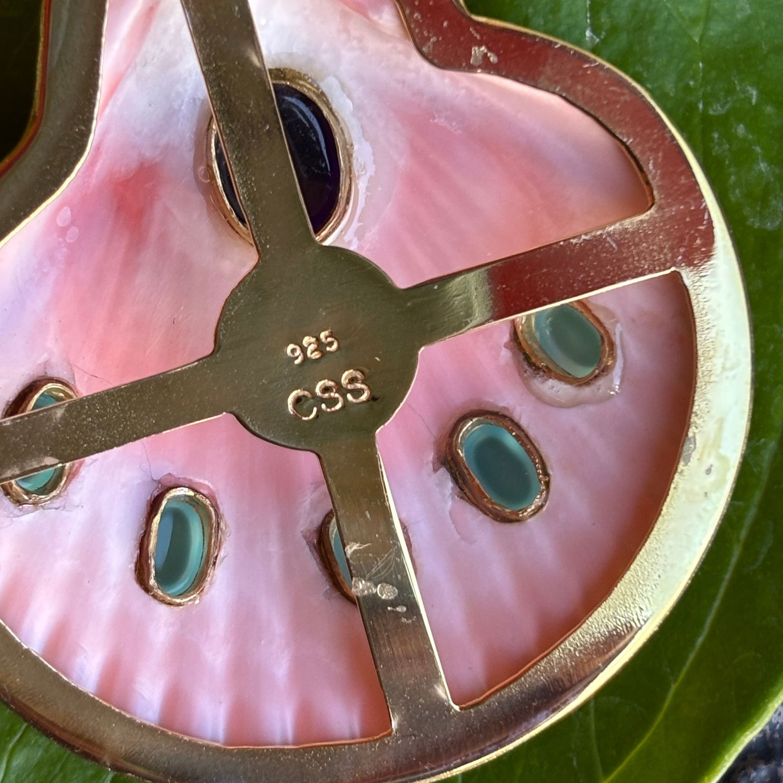 St. James Scallop Pendant with Amethyst & Amazonite - 3