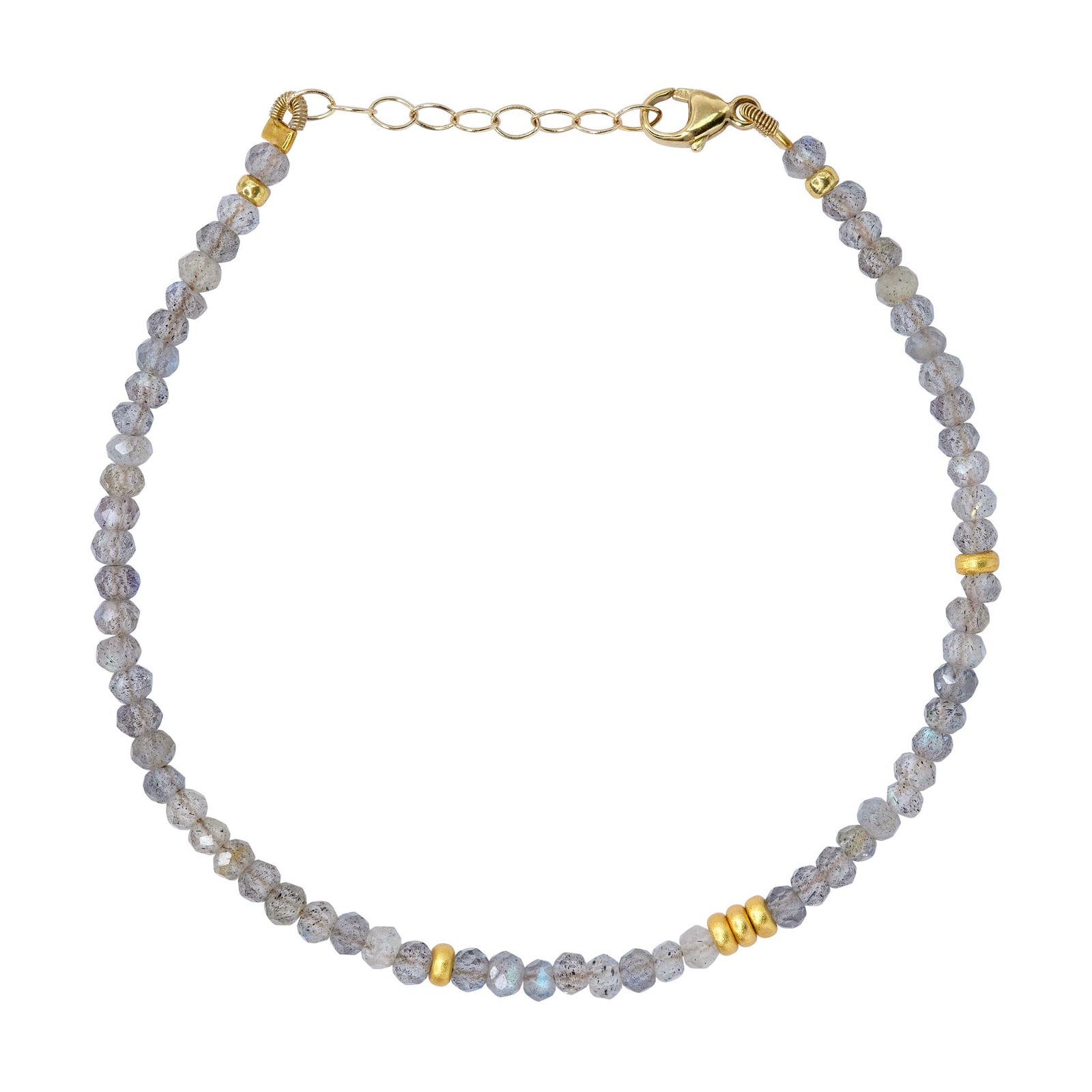 Labradorite Bracelet 14K Gold: Title:Labradorite Bracelet 14K GoldDescription:Wrap your wrist in mystique with this labradorite and 14K gold bracelet from Bombyx House, igniting your inner fire and connection to hidden realms. 6"