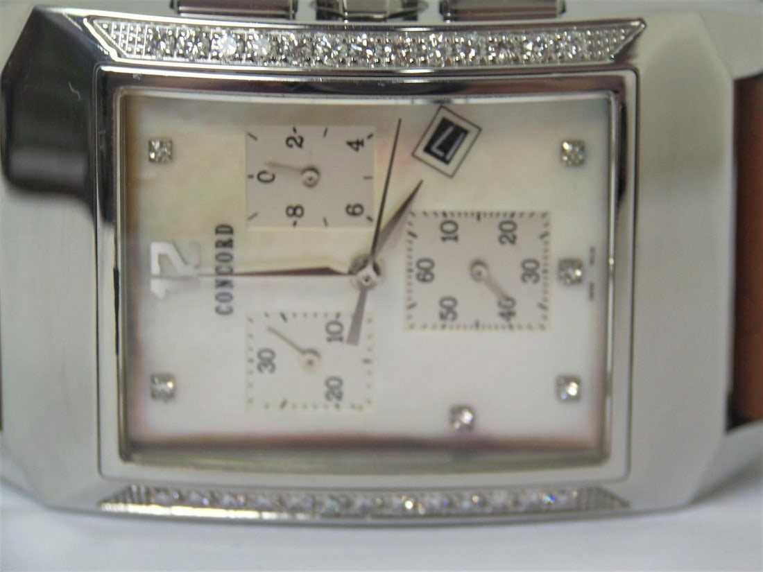 Mens CONCORD Chronograph Watch Ref 14H11491S With Diamonds & Mother of Pearl - 8