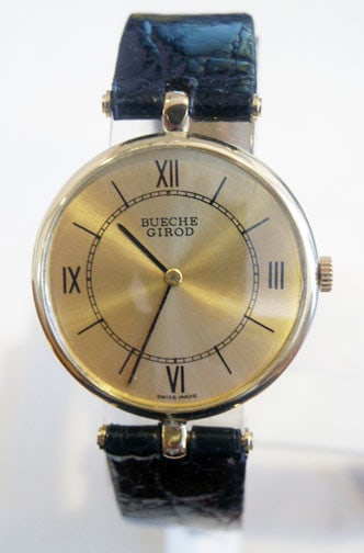 Solid 18k BUECHE GIROD Unisex Watch w/Crocodile* in EXLNT Condition - 2