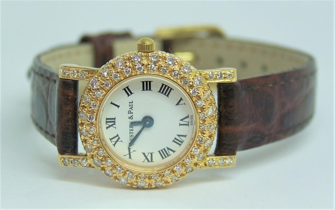 Solid 18k Ladies AUSTERN & PAUL Watch with 1 Ct VS Diamonds* EXLNT - 6