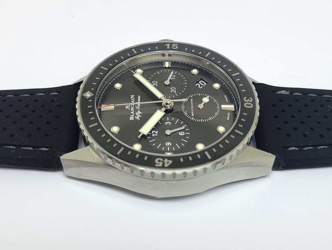 Mens Blancpain Fifty Fathoms Bathyscaphe Chronograph 43MM Grey Dial* EXLNT - 8