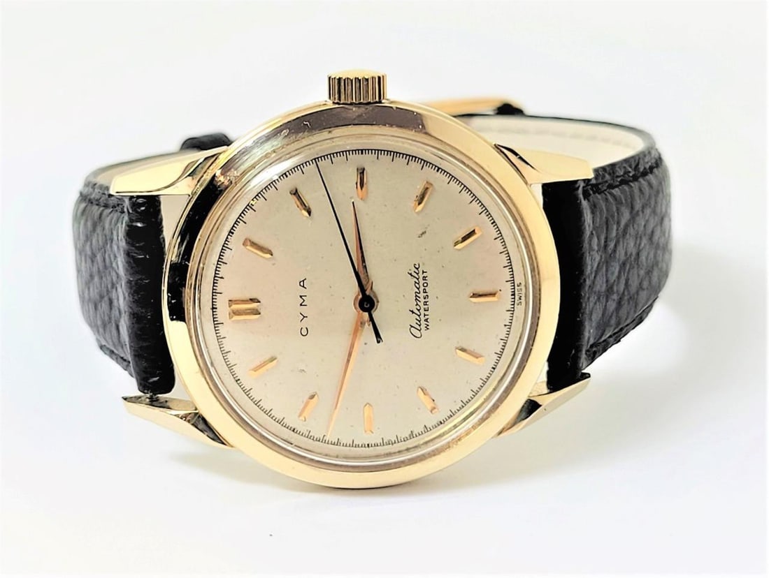 Vintage Solid 14k Gold CYMA Mens Automatic Watch 1950s EXLNT* SERVICED - 3