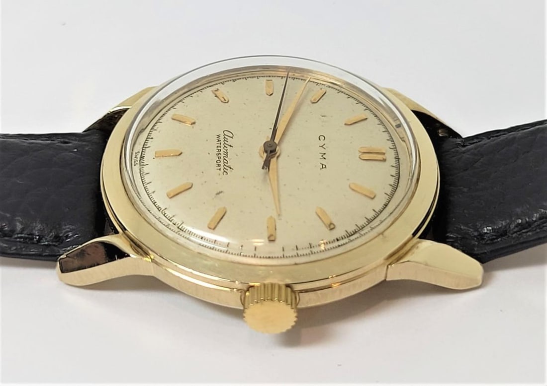 Vintage Solid 14k Gold CYMA Mens Automatic Watch 1950s EXLNT* SERVICED - 7