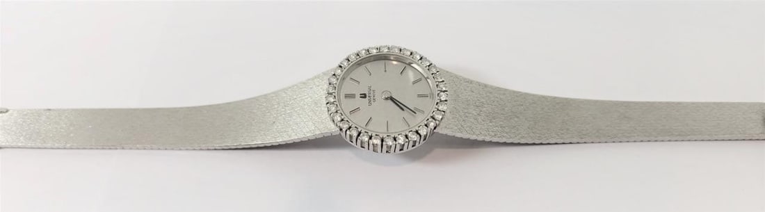 Vintage 18k White UNIVERSAL GENEVE Winding Ladies Watch 1 ct Diamond Bezel F/VS1 - 12