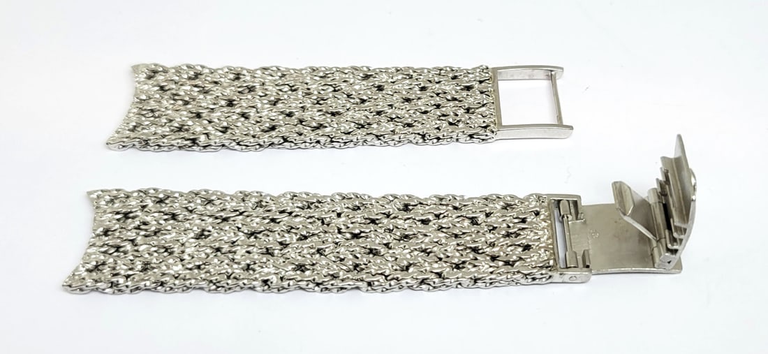 SOLID 18k White GOLD PATEK PHILIPPE Watch Bracelet 17 mm 44.6 grams* EXLNT - 11