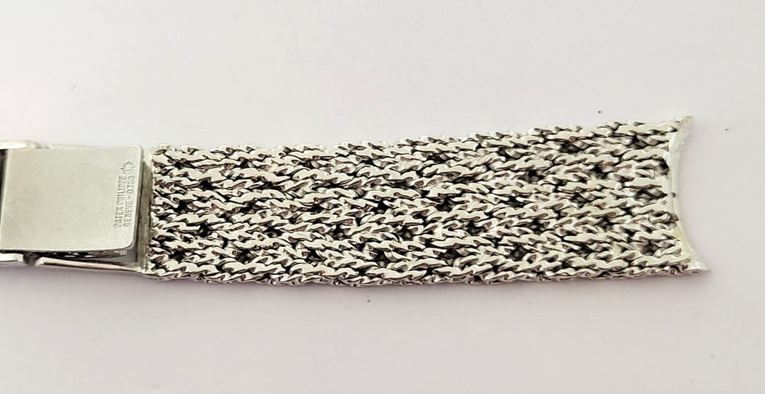 SOLID 18k White GOLD PATEK PHILIPPE Watch Bracelet 17 mm 44.6 grams* EXLNT - 5