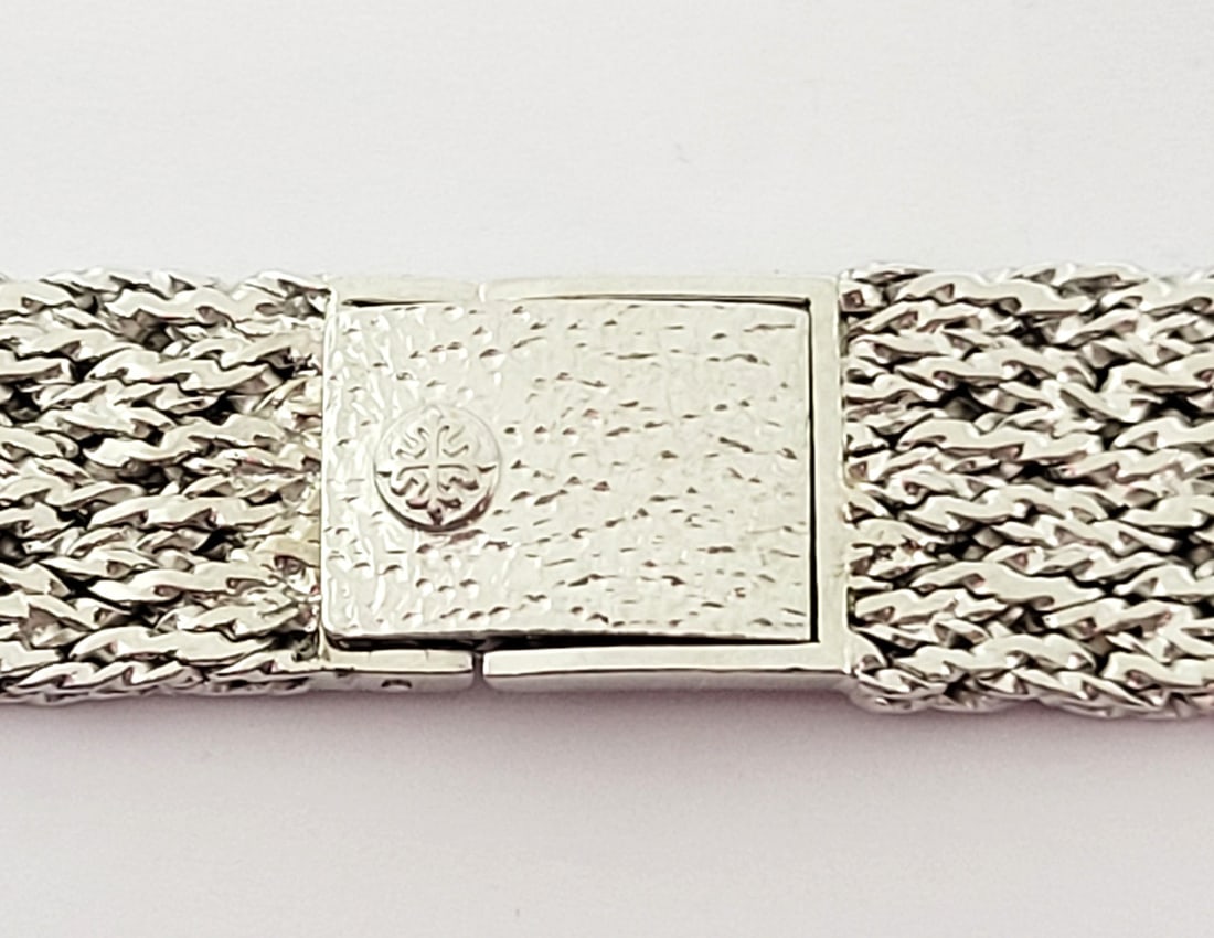 SOLID 18k White GOLD PATEK PHILIPPE Watch Bracelet 17 mm 44.6 grams* EXLNT - 8