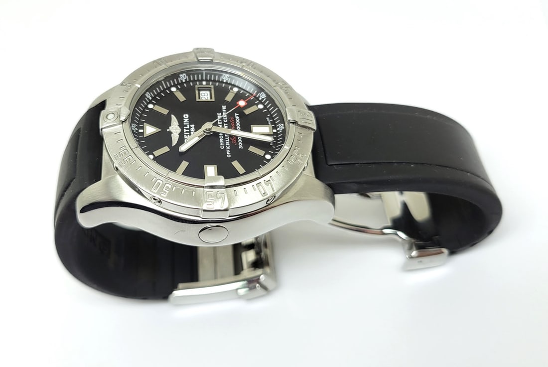 S/Steel BREITLING AVENGER SEAWOLF Automatic Watch A17330 Black Dial 45 mm* EXLNT - 10