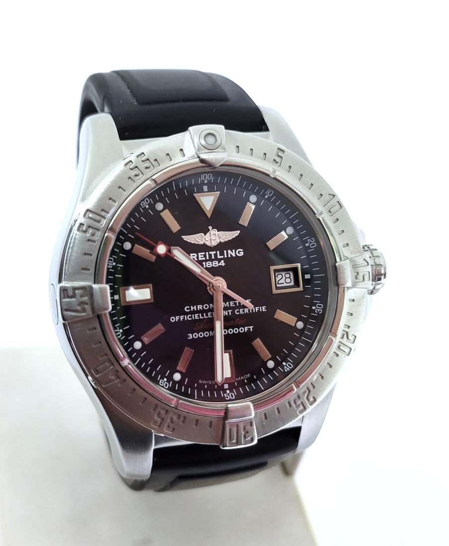 S/Steel BREITLING AVENGER SEAWOLF Automatic Watch A17330 Black Dial 45 mm* EXLNT - 2