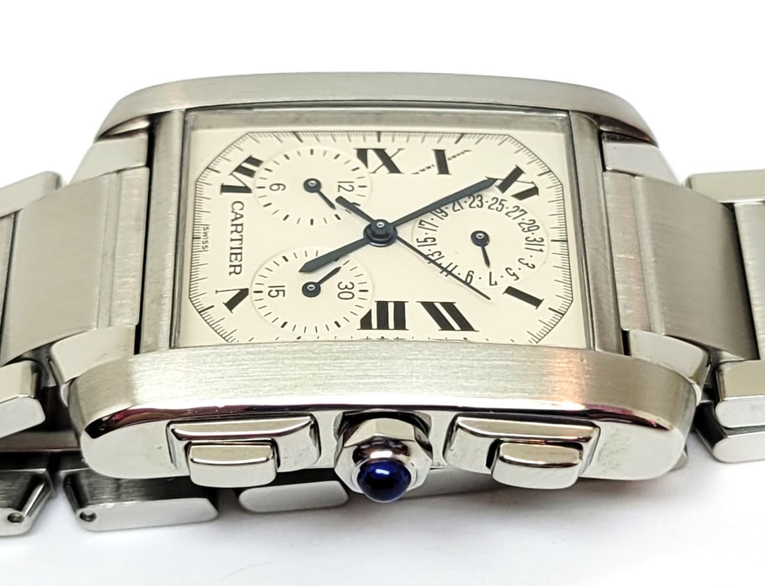 S/Steel CARTIER TANK/Francaise Chronoflex Chronograph Watch 2303* EXLNT SERVICED - 7