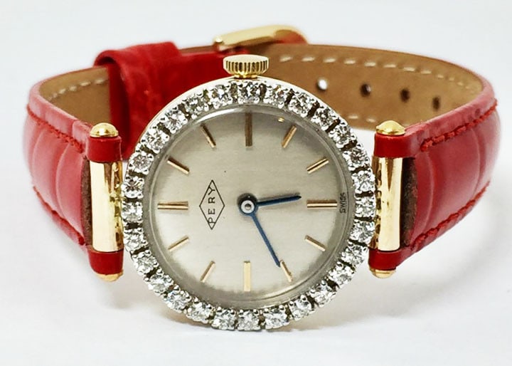 Solid 14k PERY 17J Winding Ladies Watch w/Diamonds* EXLNT* SERVICED - 7