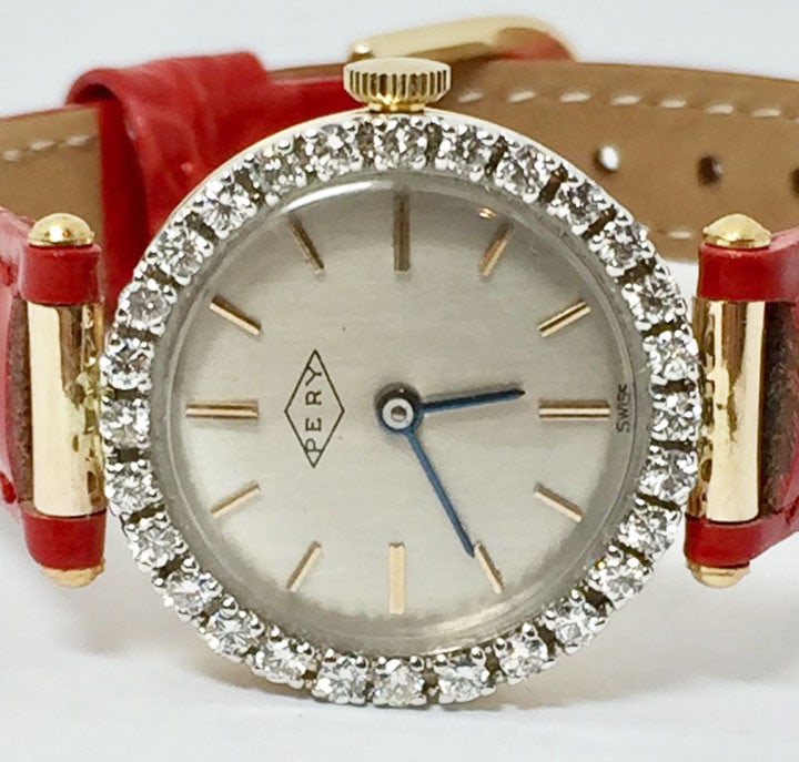 Solid 14k PERY 17J Winding Ladies Watch w/Diamonds* EXLNT* SERVICED - 8