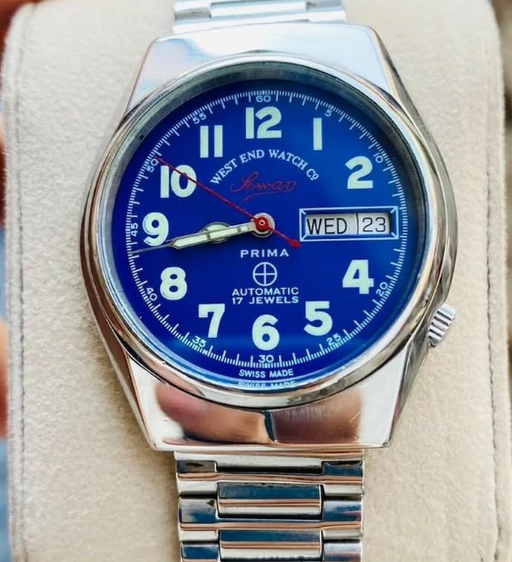 West End Watch Co Sown 17 Jewels Prima Automatic Swiss Made With Day /Date Mens's Wrist Watch (1 of 7)