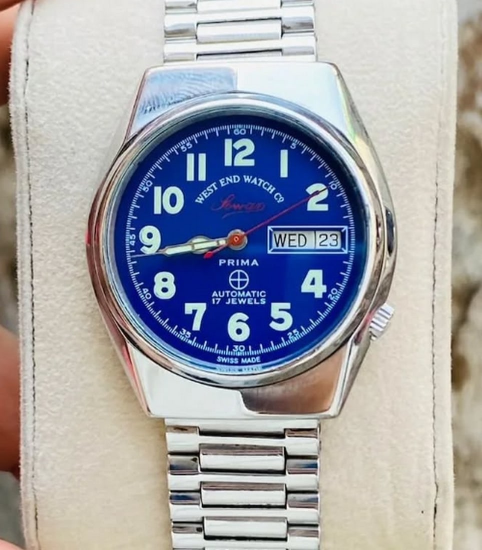 West End Watch Co Sown 17 Jewels Prima Automatic Swiss Made With Day /Date Mens's Wrist Watch - 2