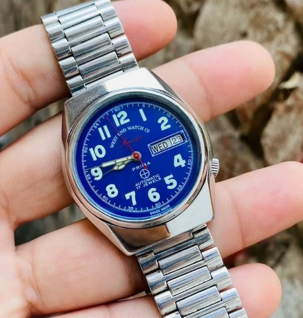 West End Watch Co Sown 17 Jewels Prima Automatic Swiss Made With Day /Date Mens's Wrist Watch - 5