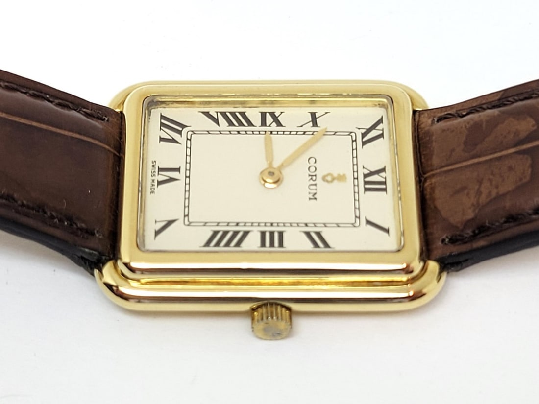 Vintage Solid 18k Yellow Gold Unisex CORUM 27218 Winding Watch* EXLNT - 7