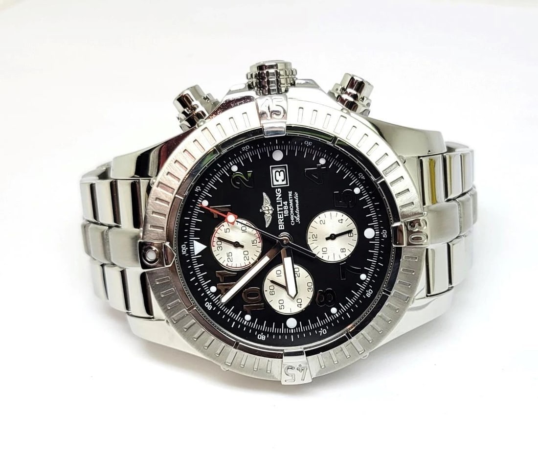 S/Steel BREITLING SUPER AVENGER Chronograph Automatic Watch A13370 Black Dial - 2