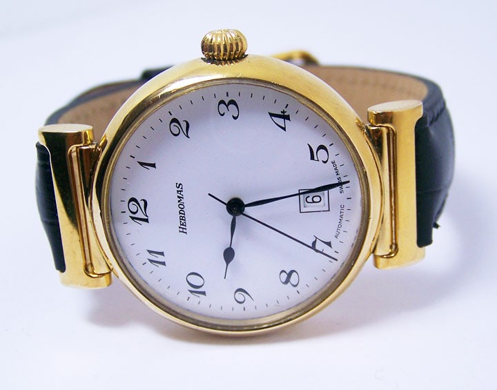 Sterling Silver 18k Gold Plated HERDOMAS Automatic Watch 3402 EXLNT SERVICED - 2