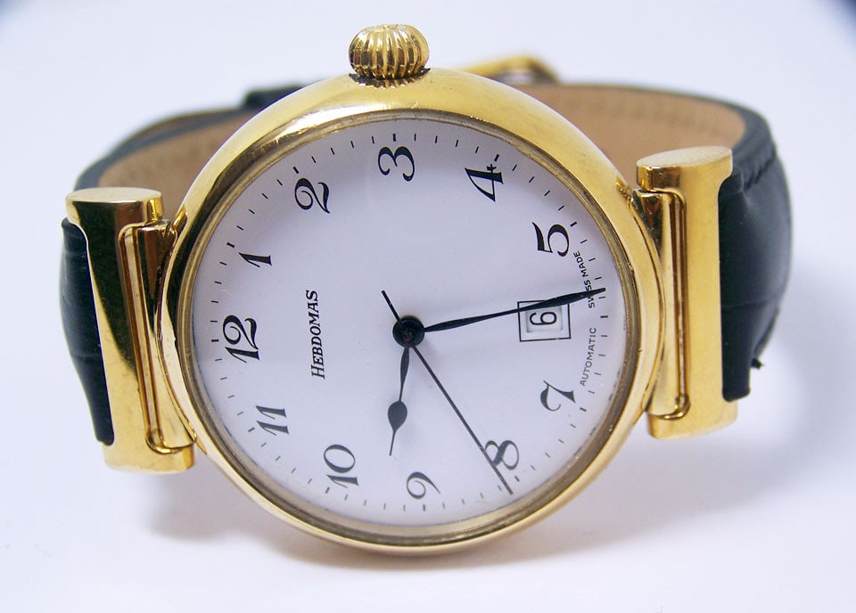 Sterling Silver 18k Gold Plated HERDOMAS Automatic Watch 3402 EXLNT SERVICED - 3