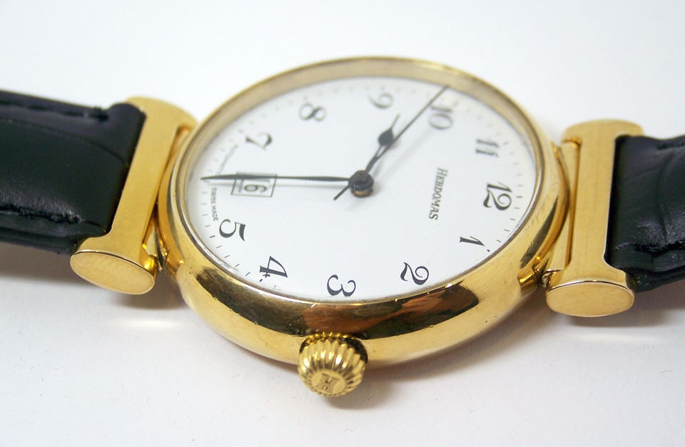 Sterling Silver 18k Gold Plated HERDOMAS Automatic Watch 3402 EXLNT SERVICED - 8