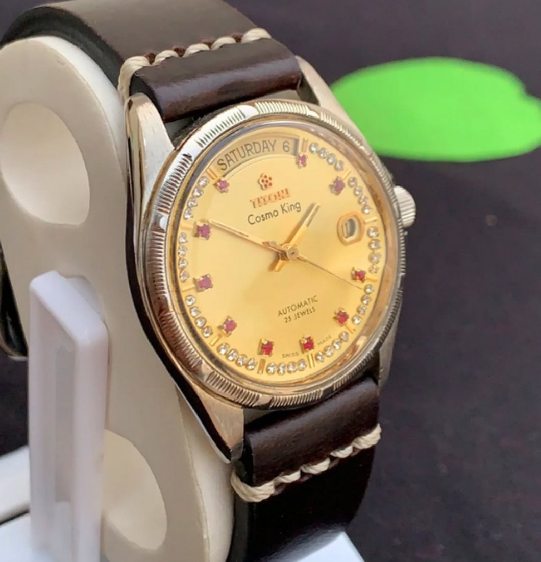 Titoni Cosmo King Day-Date Daimond Yellow Dail 25 Jewels Mens Wrist Watch - 3