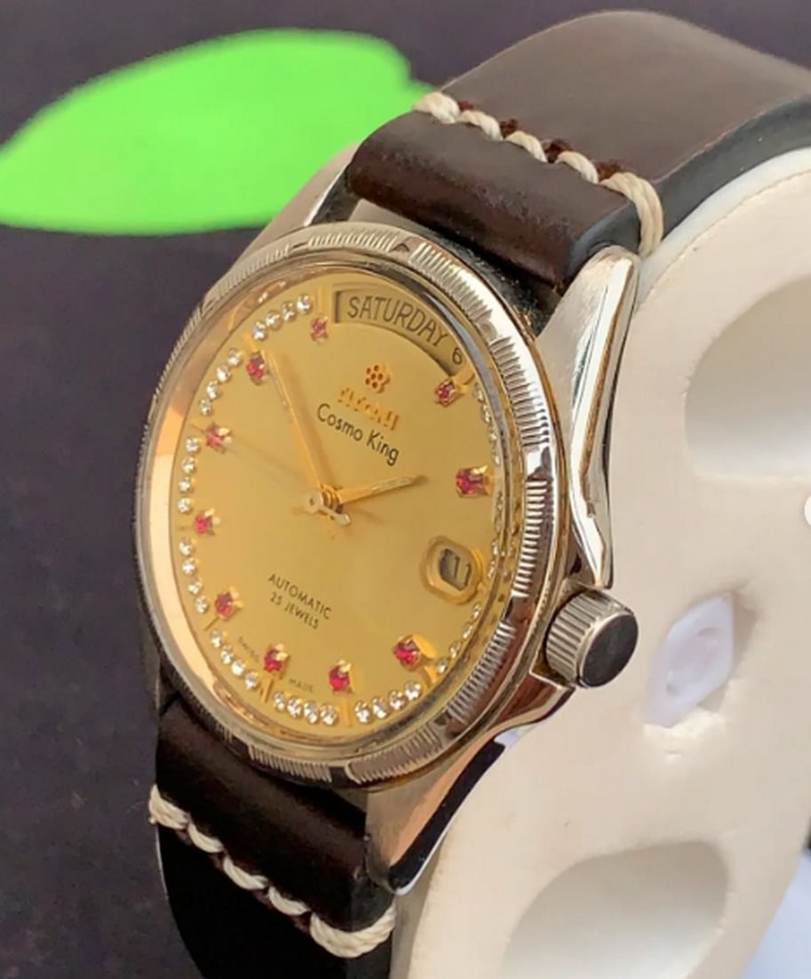 Titoni Cosmo King Day-Date Daimond Yellow Dail 25 Jewels Mens Wrist Watch - 6