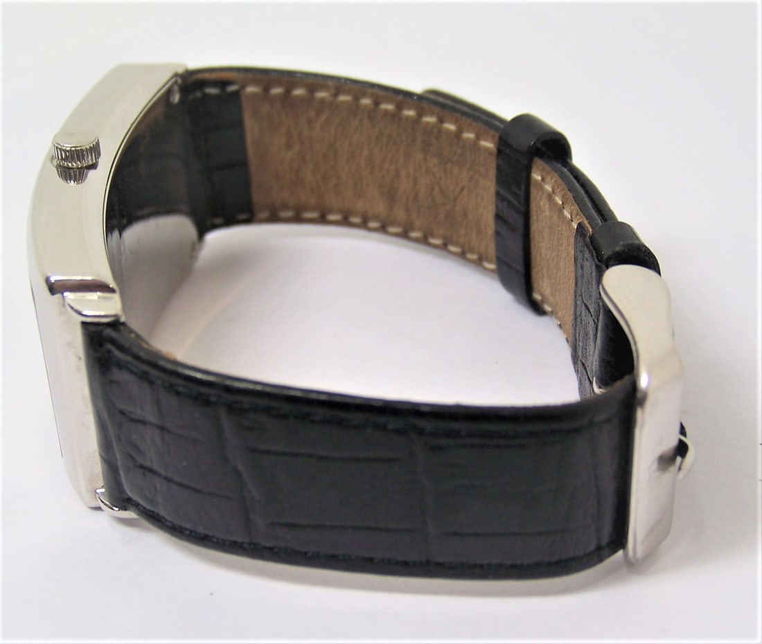 Mens Solid & Heavy Platinum Swiss REEF Watch with Diamond dial* 45 mm Long* EXLNT - 5