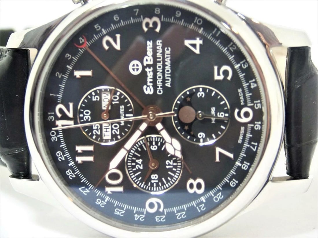 Mens S/Steel ERNST BENZ Chronolunar Chronograph Automatic Watch 40300* EXLNT - 3