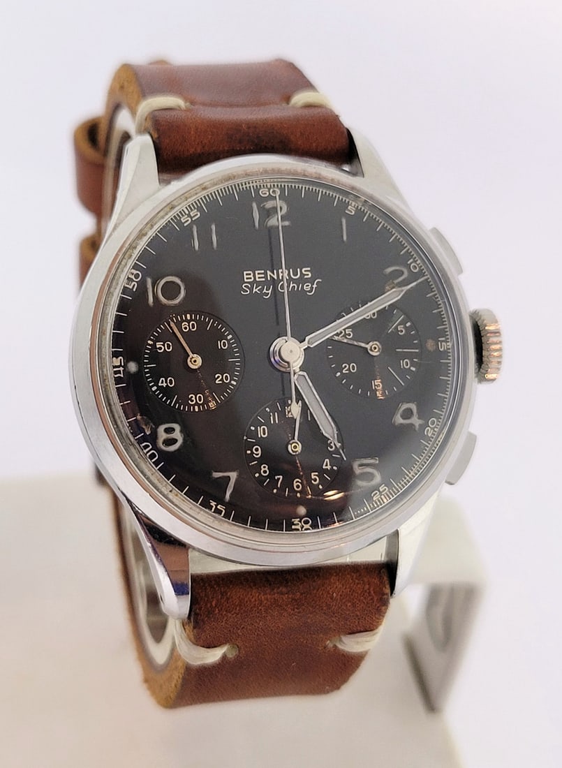 Vintage Mens S/Steel BENRUS Sky Chief Winding Chronograph Watch 280 Valjoux 72 - 2