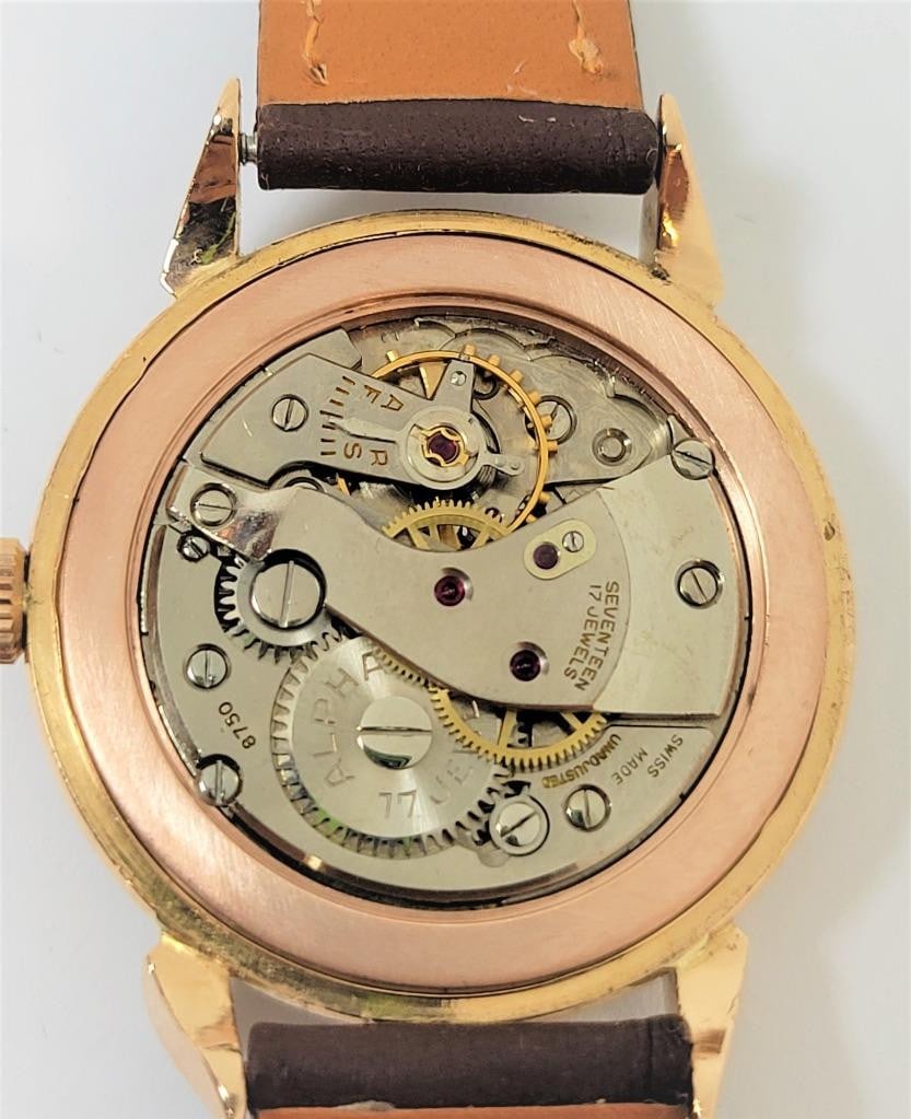 Vintage 18k Rose Gold ALPHA Winding Watch c.1950s Ref 8750* EXLNT* SERVICED - 12