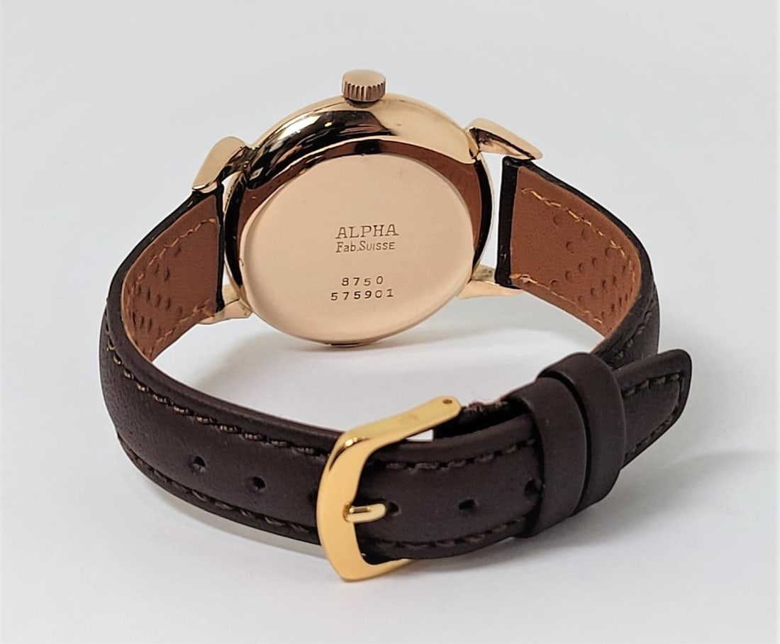 Vintage 18k Rose Gold ALPHA Winding Watch c.1950s Ref 8750* EXLNT* SERVICED - 7