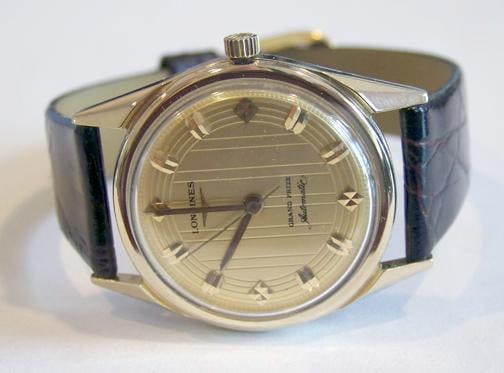 Solid Gold 14k LONGINES GRAND PRIZE Automatic Watch 1960s Cal.340 EXLNT SERVICED - 4