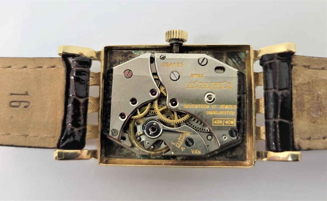 Vintage 18k Yellow LeCOULTRE Winding Watch 1940s Cal 438/CW FANCY LOGS* RARE - 12