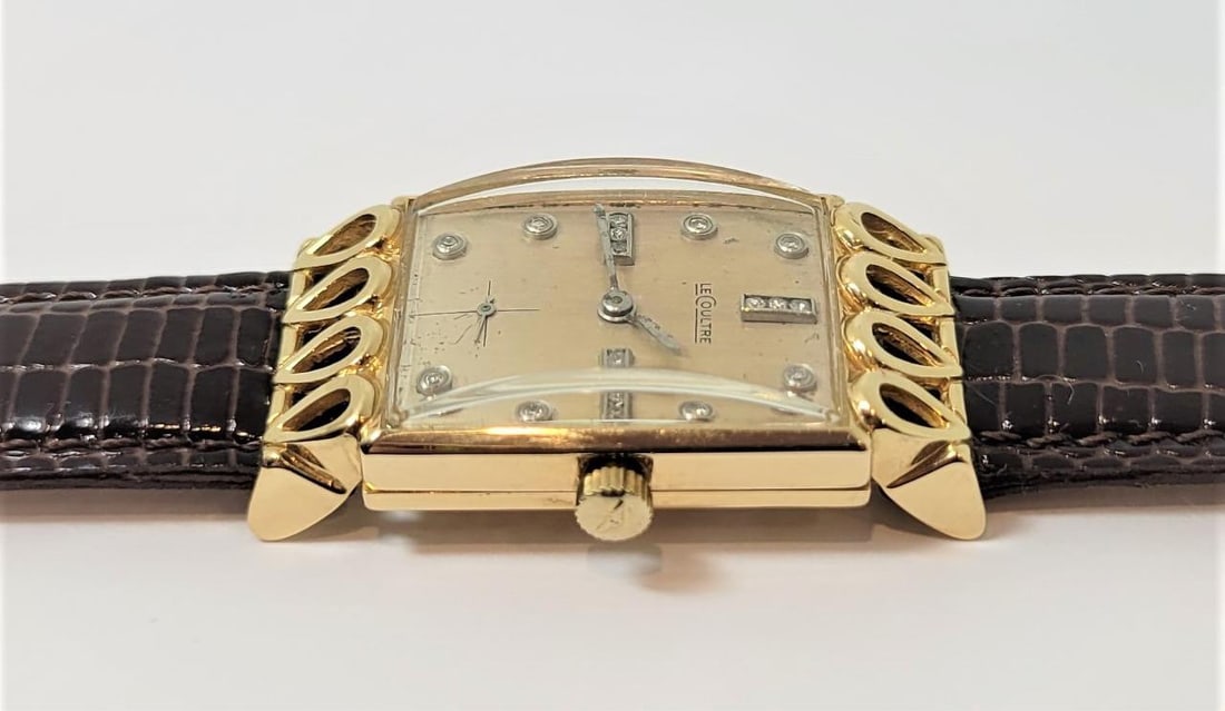 Vintage 18k Yellow LeCOULTRE Winding Watch 1940s Cal 438/CW FANCY LOGS* RARE - 9