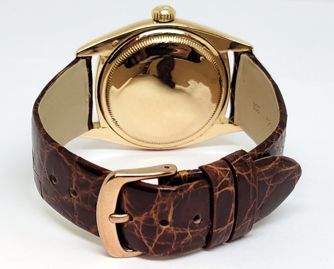 Solid 18k Rose Gold ROLEX Bubble Back Automatic Watch 1960s Ref 6605* EXLNT RARE - 4